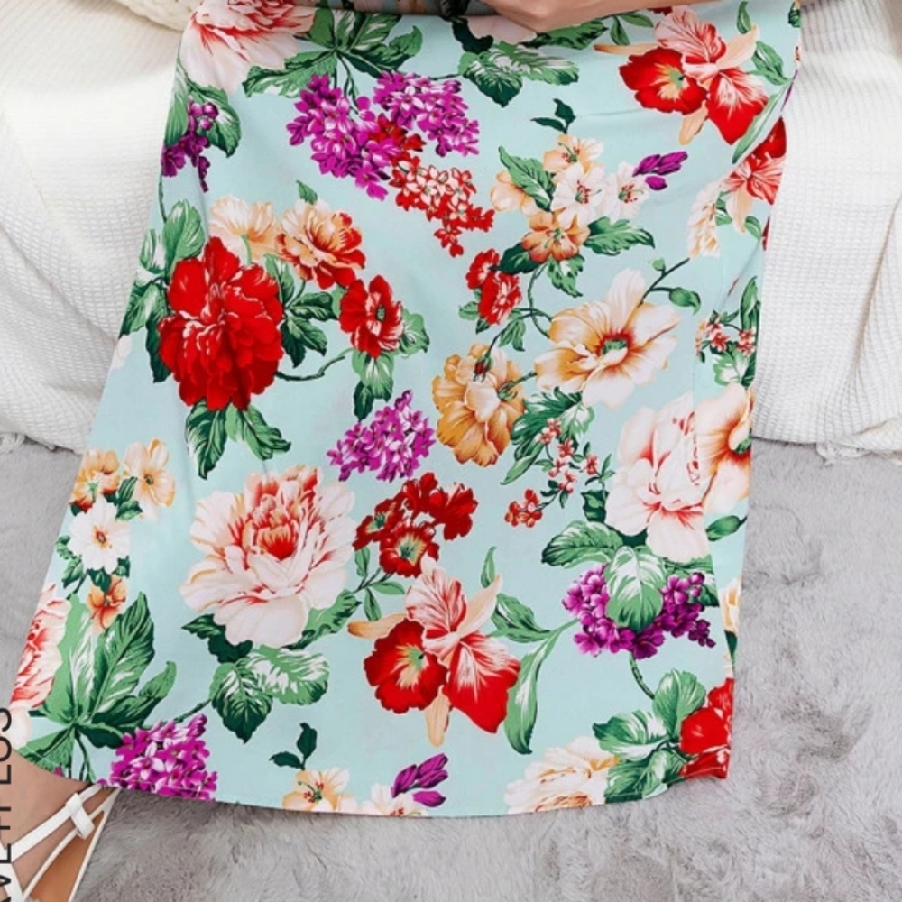 Mint Floral Off Shoulder Dress